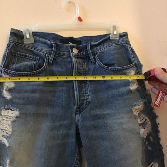 3x1 Denim Distressed Edgy Fringed Bottom Cropped - Picture 5 of 9